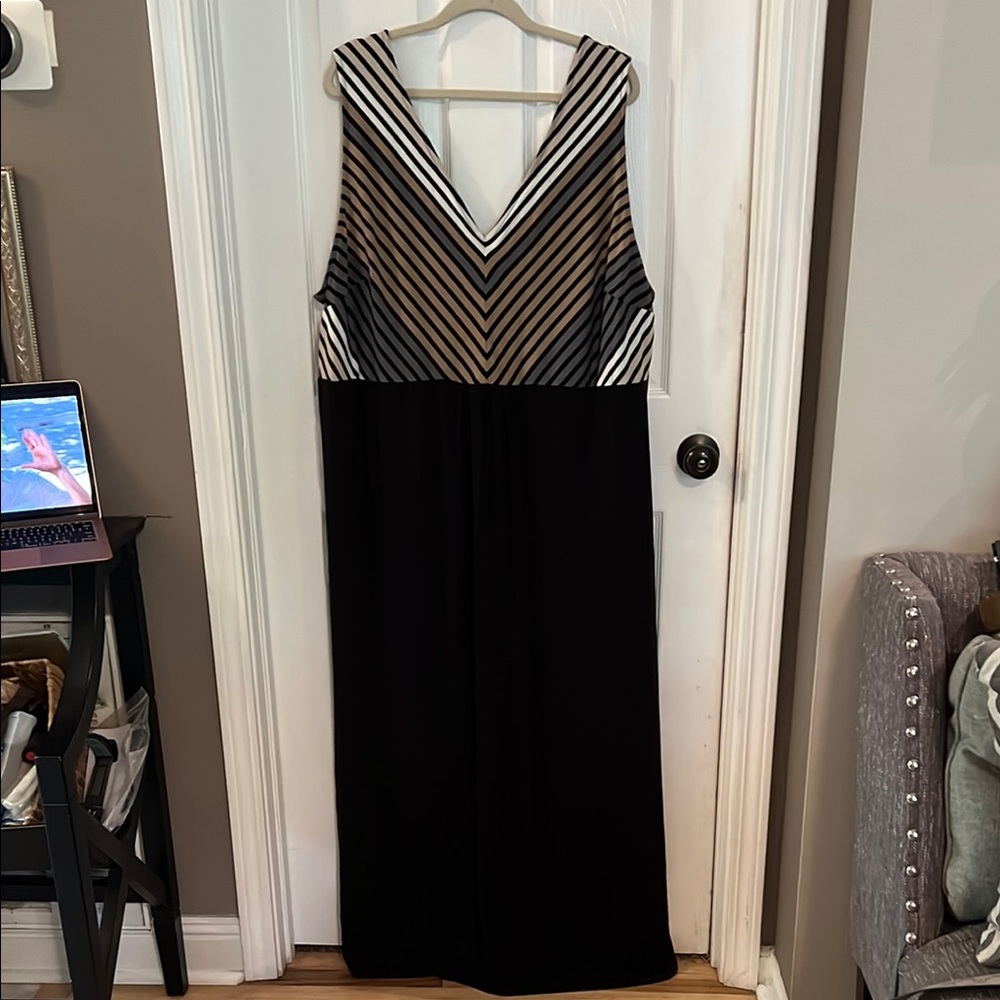 Elegant Black and White Striped Dress